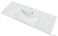 MARMY - CARMEN - Mosdó, mosdókagyló - Fényes fehér öntött márvány 120x46 - Szögletes, 1 csaplyukas - Pultba süllyeszthető, bútorra szerelhető