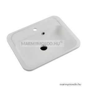 MARMY - PAULA - Mosdó, mosdókagyló - Fényes fehér öntött márvány 55x43 - Lekerekített - Pultba süllyeszthető, bútorra szerelhető