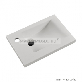 MARMY - LUCCA - Mosdó, kis kézmosó - Fényes fehér öntött márvány 40x28 - Pultba süllyeszthető, bútorra ültethető