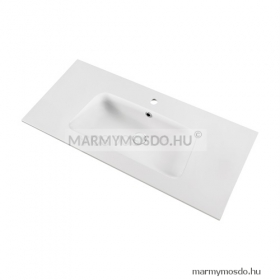 MARMY - BROOKE - Mosdó, mosdókagyló - Fényes fehér öntött márvány 100x46 - Szögletes - 1 csaplyukas - Pultba süllyeszthető, bútorra szerelhető