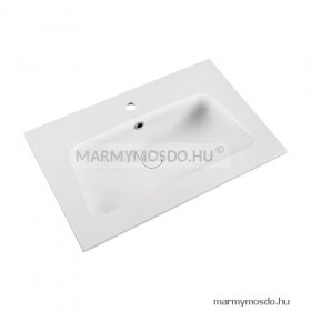 MARMY - BROOKE - Mosdó, mosdókagyló - Fényes fehér öntött márvány 70x46 - Szögletes - Pultba süllyeszthető, bútorra szerelhető
