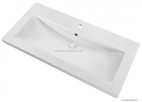 MARMY - CALABRIA - Mosdó, mosdókagyló - Fényes fehér öntött márvány 105x51 - Szögletes, 1 csaplyukas - Pultba süllyeszthető, bútorra szerelhető