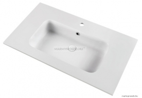 MARMY - CALVIN - Mosdó, mosdókagyló - Fényes fehér öntött márvány 90x51 - Szögletes - Pultba süllyeszthető, bútorra szerelhető