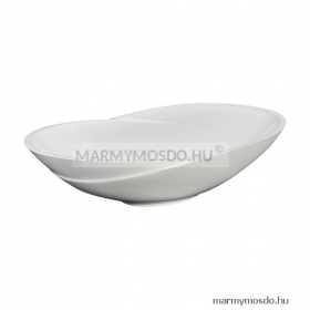 MARMY - SPIRIT - Mosdótál, mosdó - Fényes fehér öntött márvány 63x43 - Bútorra, pultra ültethető 