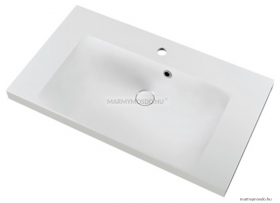 MARMY - ANGELINA - Mosdó, mosdókagyló - Fényes fehér öntött márvány 81x46 - Szögletes - Pultba süllyeszthető, bútorra szerelhető