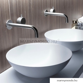 MARMY - CAPRICE - Mosdótál, mosdó - Fényes fehér öntött márvány D40x14 - Kerek - Bútorra, pultra ültethető 