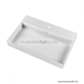 MARMY - BELLAGIO SLIM - Mosdó, mosdókagyló - Fényes fehér öntött márvány 80x46 - Szögletes - Falra, pultra, bútorra építhető