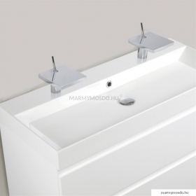 MARMY - SAVONA – Mosdó, mosdókagyló - Fényes fehér öntött márvány 100x45 - Szögletes - 1 csaplyukas - Bútorra, pultra ültethető