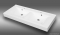 MARMY - RAVENNA - Dupla mosdó - Fényes fehér öntött márvány 120x50 - Szögletes - Pultba süllyeszthető, bútorra szerelhető