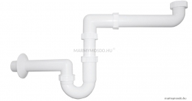 SAPHO - SENIOR Helytakarékos mosdó szifon, csőszifon D40mm, fehér műanyag (CV1029)