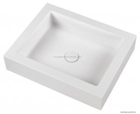 MARMY - HOPE - Mosdó, mosdókagyló - Fényes fehér öntött márvány 50x40cm - Pultra, bútorra ültethető