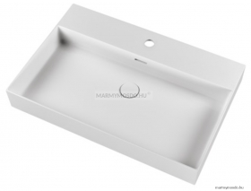 MARMY - BELLAGIO SLIM - Mosdó, mosdókagyló - Matt fehér öntött márvány 70x46cm - Pultra, bútorra, falra szerelhető