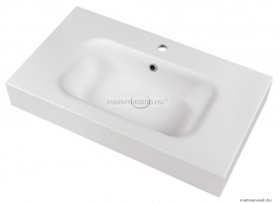 MARMY - MARBEL - Mosdó, mosdókagyló - Matt fehér öntött márvány 81x46cm - Pultra, bútorra, falra szerelhető