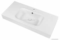 MARMY - MARBEL - Mosdó, mosdókagyló - Matt fehér öntött márvány 101x46cm - Pultra, bútorra, falra szerelhető