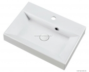 MARMY - SOFIA - Mosdó, mosdókagyló - Fényes fehér öntött márvány 50x36 - Szögletes - Bútorra, pultra ültethető