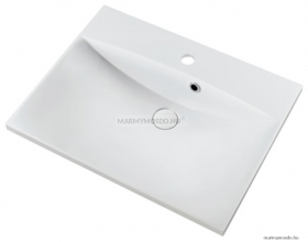 MARMY - CARMEN - Mosdó, mosdókagyló - Fényes fehér öntött márvány 60x46 - Szögletes - Pultba süllyeszthető, bútorra szerelhető