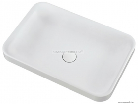 MARMY - SIMONA - Mosdó, mosdókagyló - Fényes fehér öntött márvány 55x37 - Lekerekített - Pultba süllyeszthető, bútorra szerelhető