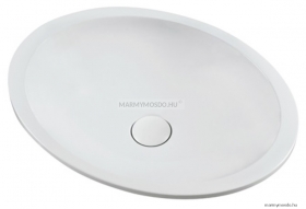 MARMY - MARA - Mosdótál, mosdó - Fényes fehér öntött márvány 50x37 - Ovális - Pultba süllyeszthető, bútorra szerelhető