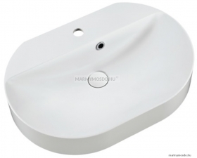MARMY - CRISTINA - Mosdótál, mosdó - Fényes fehér öntött márvány 63x43 - Íves - Bútorra, pultra ültethető, falra szerelhető