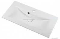 MARMY - MAYA - Mosdó, mosdókagyló - Fényes fehér öntött márvány 70x35 - Szögletes - Pultba süllyeszthető, bútorra szerelhető