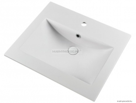 MARMY - LISETTE PLUS - Mosdó, mosdókagyló - Fényes fehér öntött márvány 60x51 - Szögletes - Pultba süllyeszthető, bútorra szerelhető