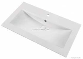 MARMY - LISETTE PLUS - Mosdó, mosdókagyló - Fényes fehér öntött márvány 90x51 - Szögletes - Pultba süllyeszthető, bútorra szerelhető