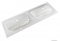 MARMY - BROOKE - Dupla mosdó - Fényes fehér öntött márvány 140x46 - Lekerekített - Pultba süllyeszthető, bútorra szerelhető