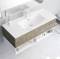 MARMY - CRYSTAL - Mosdó, mosdókagyló - Fényes fehér öntött márvány 100x46 - Szögletes, 1 csaplyukas - Pultba süllyeszthető, bútorra szerelhető