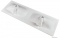 MARMY - CRYSTAL - Dupla mosdó - Fényes fehér öntött márvány 140x46 - Szögletes - Pultba süllyeszthető, bútorra szerelhető