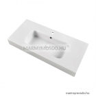 MARMY - BOTTEGA - Mosdó, mosdókagyló - Fényes fehér öntött márvány 100x46 - Szögletes - 1 csaplyukas - Bútorra, pultra ültethető
