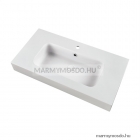 MARMY - BOTTEGA - Mosdó, mosdókagyló - Fényes fehér öntött márvány 90x46 - Szögletes - Bútorra, pultra ültethető