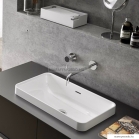 MARMY - ADEN – Mosdó, mosdókagyló - Fényes fehér öntött márvány 58x34 - Lekerekített - Pultba süllyeszthető, bútorra szerelhető 