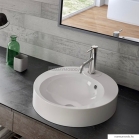 MARMY - DYLAN - Mosdótál, mosdó - Fényes fehér öntött márvány D47x16 - Kerek - Bútorra, pultra ültethető