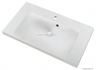 MARMY - ANGELINA - Mosdó, mosdókagyló - Fényes fehér öntött márvány 81x46 - Szögletes - Pultba süllyeszthető, bútorra szerelhető