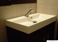 MARMY - SAVONA - Mosdó, mosdókagyló - Fényes fehér öntött márvány 70x45 - Szögletes - Bútorra, pultra ültethető
