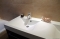 MARMY - RAVENNA - Dupla mosdó - Fényes fehér öntött márvány 140x50 - Szögletes - Pultba süllyeszthető, bútorra szerelhető