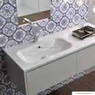 MARMY - ASPEN - Aszimmetrikus mosdó - Fényes fehér öntött márvány - Balos 120x46 - Bútorra, pultra ültethető