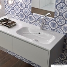 MARMY - ASPEN - Aszimmetrikus mosdó - Fényes fehér öntött márvány - Jobbos 120x46 - Bútorra, pultra ültethető