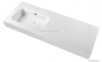 MARMY - BOTTEGA - Aszimmetrikus mosdó - Fényes fehér öntött márvány - Balos 120x46 - Pultra, bútorra, falra szerelhető